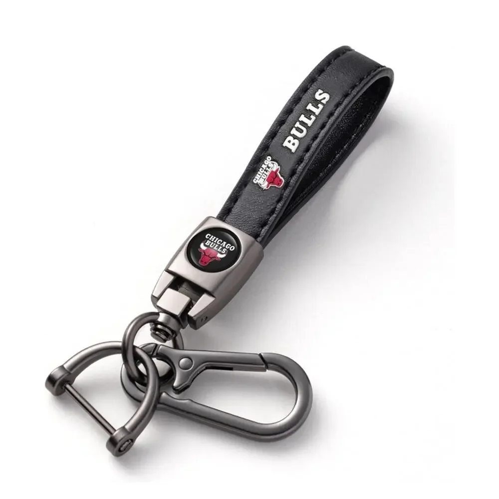 CHICAGO BULLS Genuine Leather Keychain Key Chain Ring Fob Holder Basketball NEW